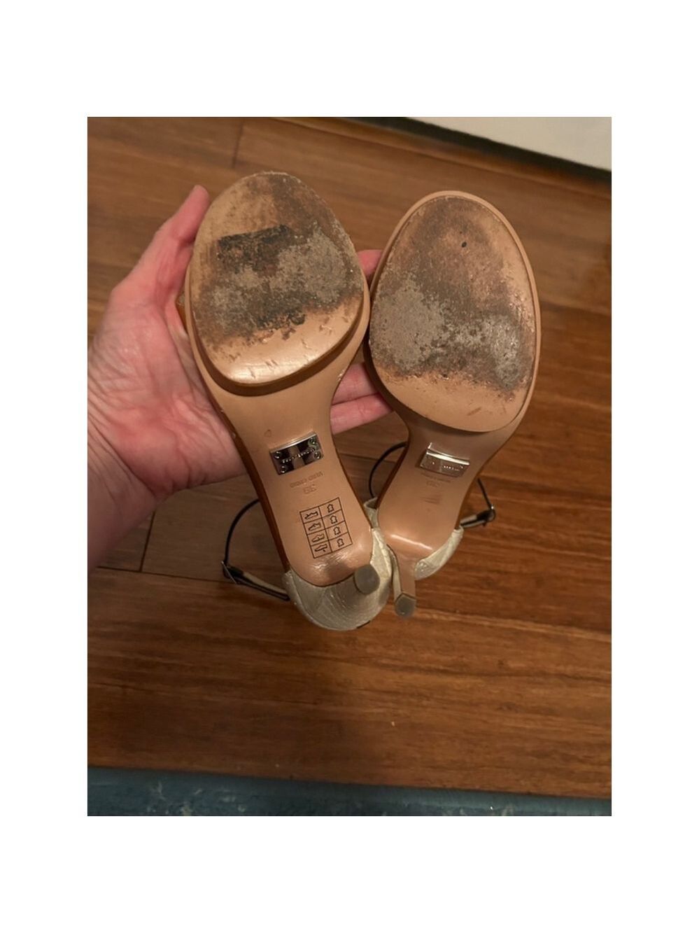 Michael Kors Natasia Three Tone Naked Sandal Brown & White Sandals Size 39 - Picture 8 of 10